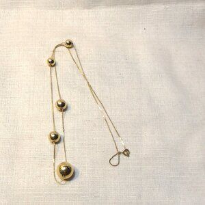 Attractive Single Row Gold Tone NECKLACE with 5 BOLD Beads / Clasp Closure